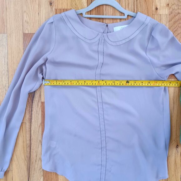 Ann Taylor LOFT sz. S Peter Pan Color nude tan blouse elegant cute - Picture 7 of 9